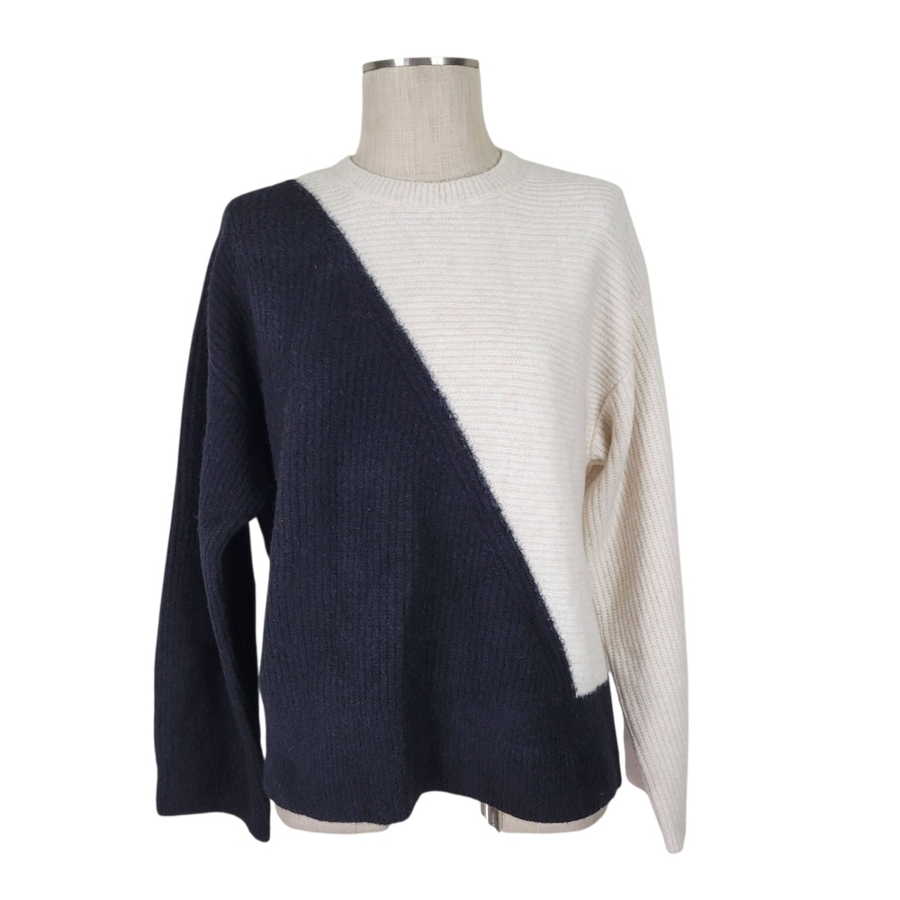 Stockholm Atelier Other Stories Sweater Sz S Black Ivory Oversized Wool Yak Hair